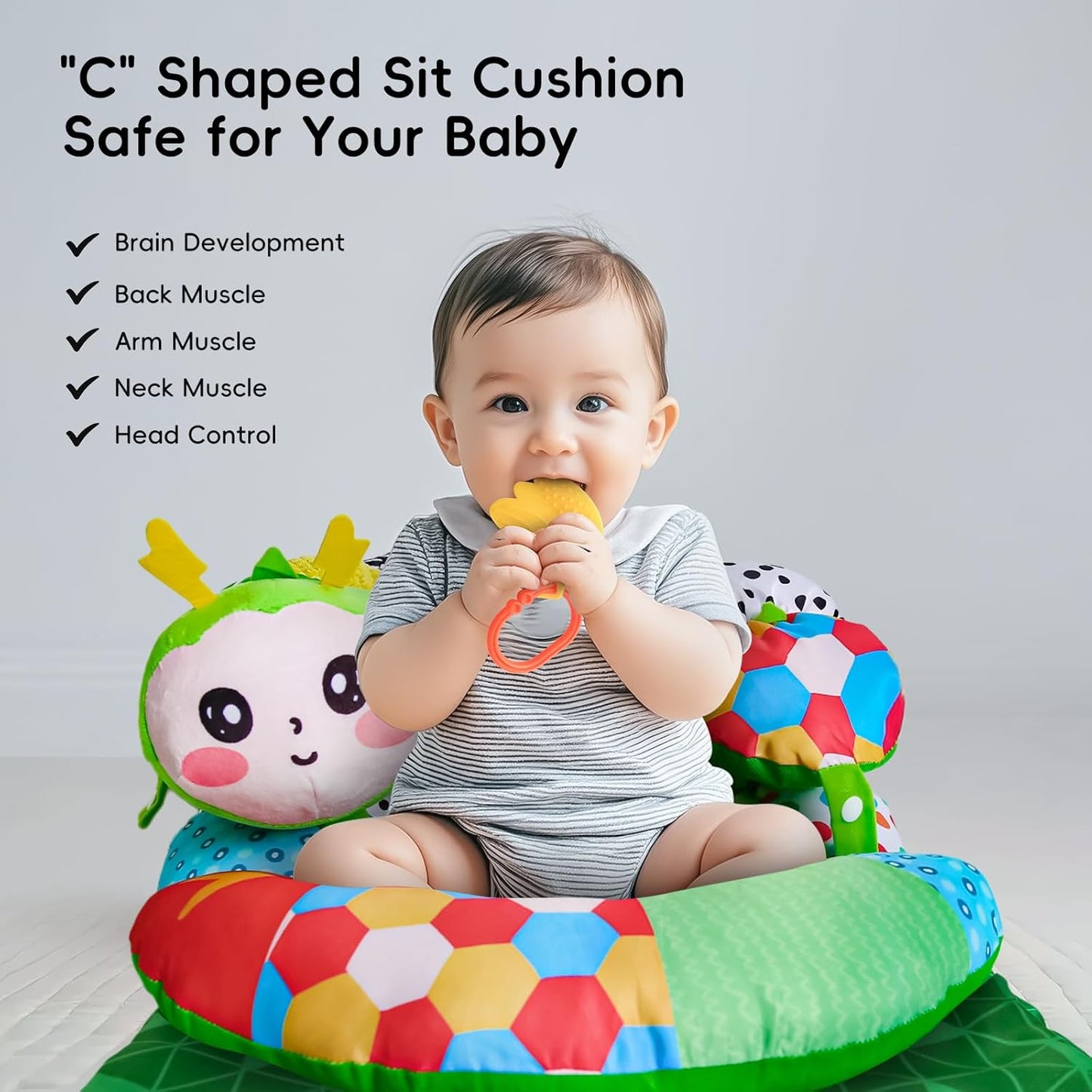 3-in-1 Tummy Time Pillow Playmat for Babies – Detachable Caterpillar Toy”