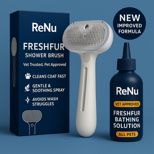 ReNu FreshFur Shower Brush + Bathing Solution