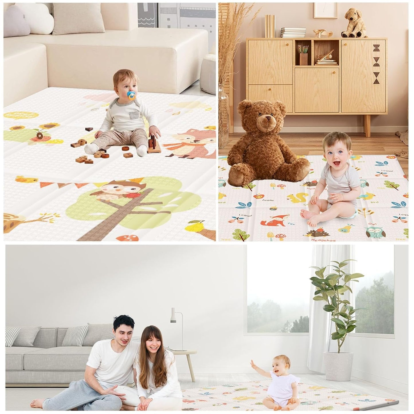 Baby Play Mat 50x50 Inch – Foldable Waterproof Foam Mat for Playpen & Floor”
