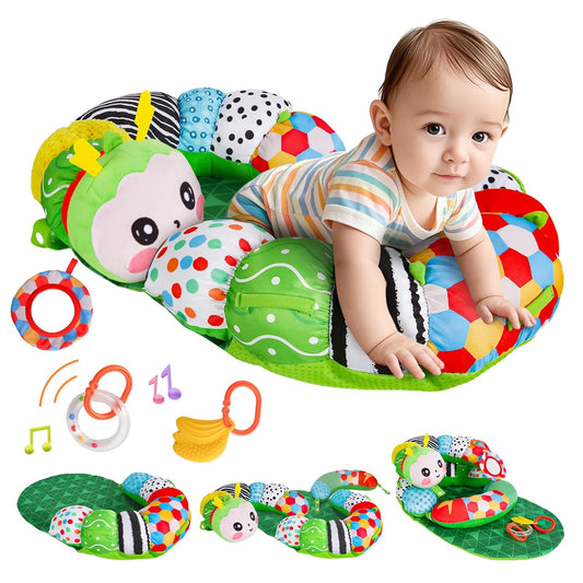 3-in-1 Tummy Time Pillow Playmat for Babies – Detachable Caterpillar Toy”
