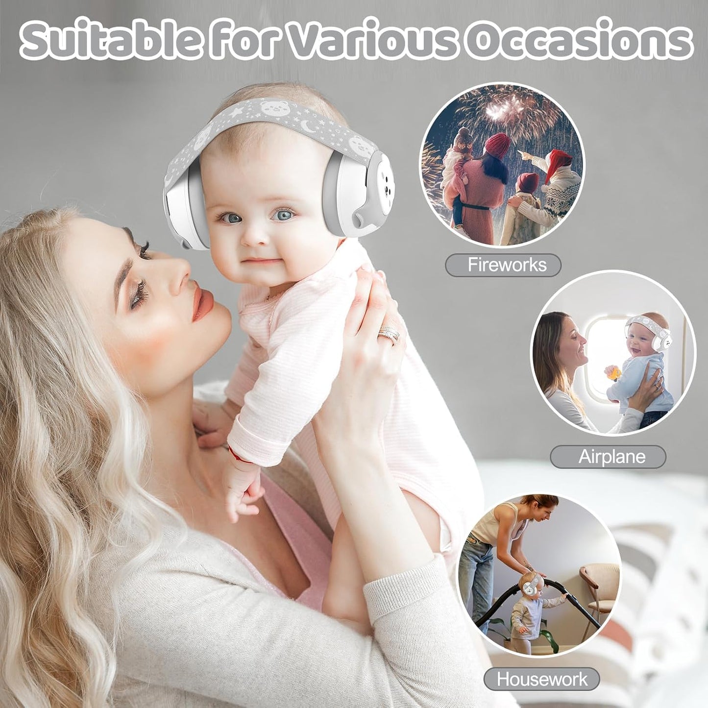 Baby Noise Cancelling Earmuffs – Infant Headphones 0-36 Months with Adjustable Headband”