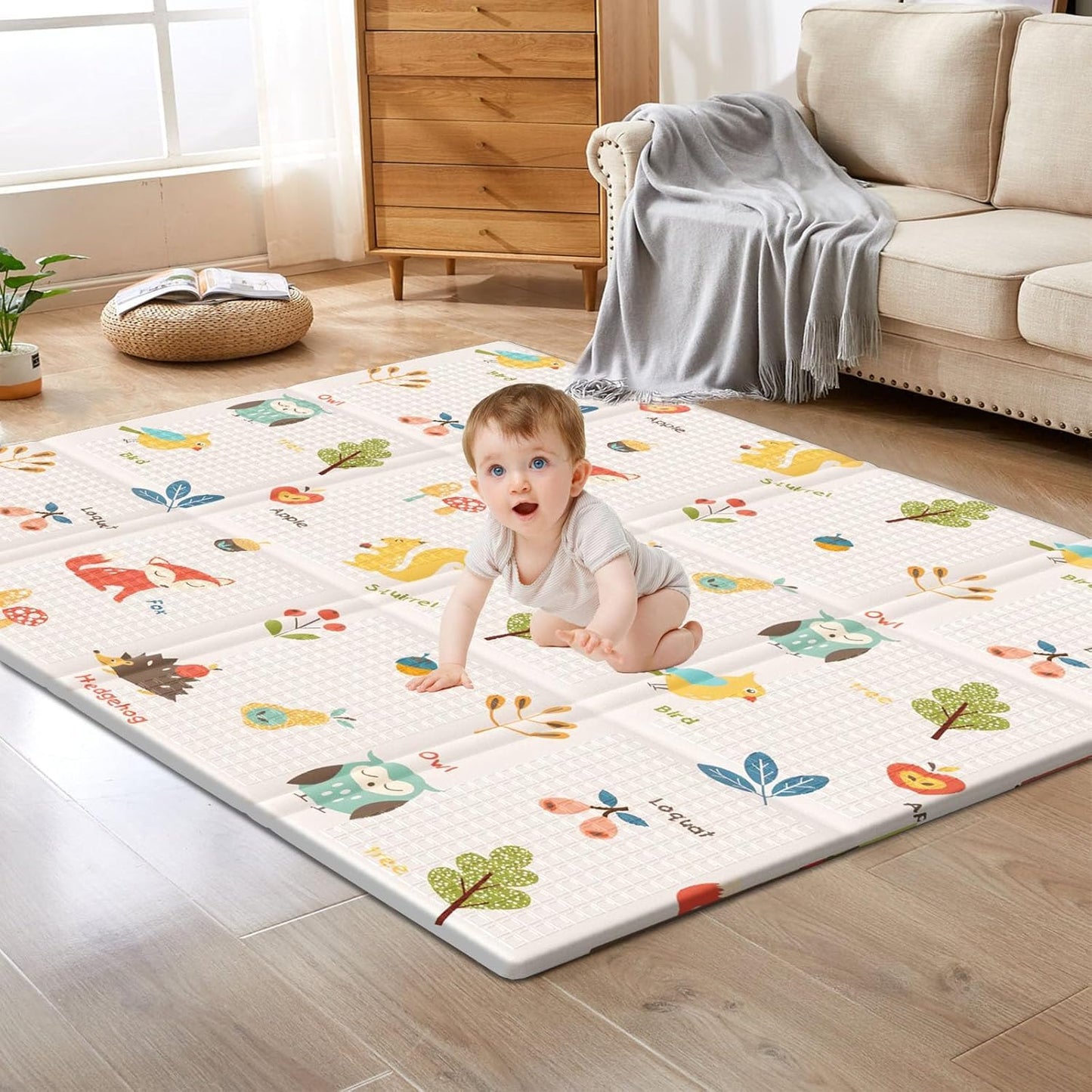 Baby Play Mat 50x50 Inch – Foldable Waterproof Foam Mat for Playpen & Floor”
